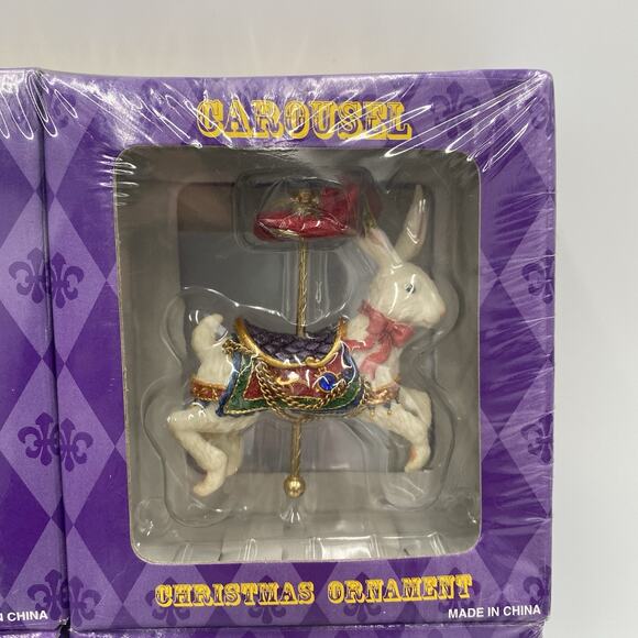 Set of 8 Costco Carousel Animal Christmas Ornaments Merry Go Round SEALED - Picture 5 of 15